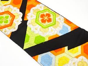 アンティーク　華紋に亀甲模様織り出し袋帯（着用可）